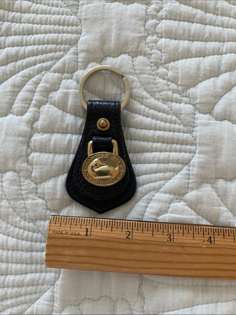 Dooney & Bourke Black Leather Key Fob with Gold Medallion - Picture 5 of 5